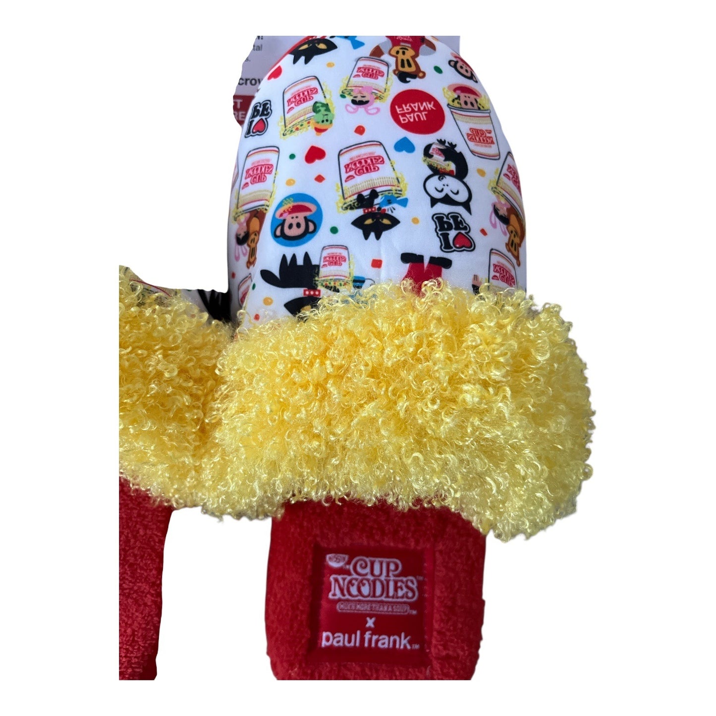 Cup Noodles x Paul Frank Soft Slippers – Size M (7/8) – Cozy Fuzzy Yellow Lining – NWT