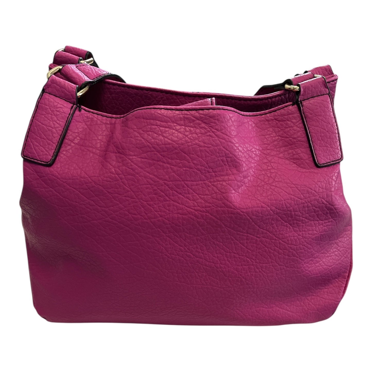 Jaclyn Smith Magenta Pebbled Faux Leather Shoulder Bag NWT Gold Hardware Tote Purse