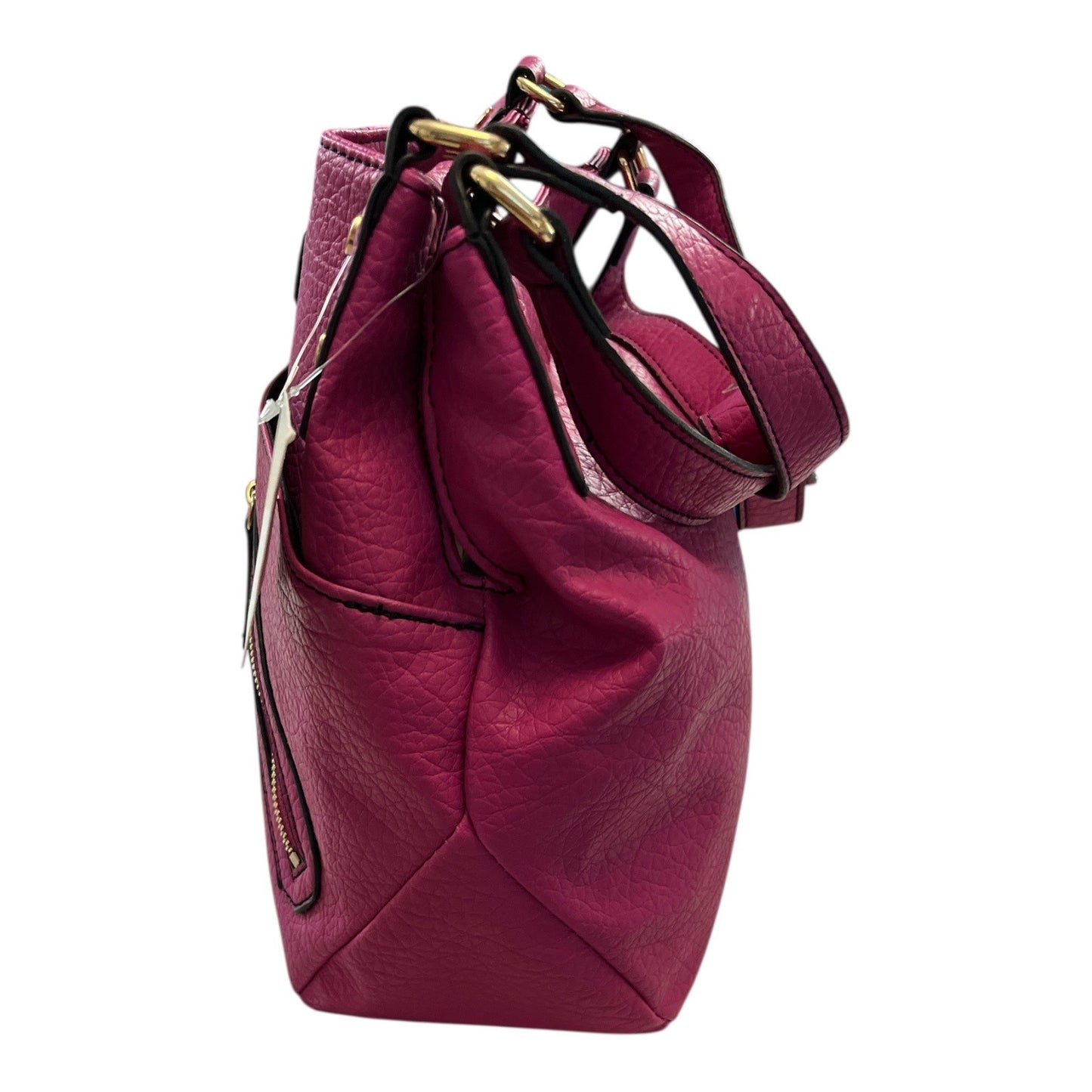 Jaclyn Smith Magenta Pebbled Faux Leather Shoulder Bag NWT Gold Hardware Tote Purse