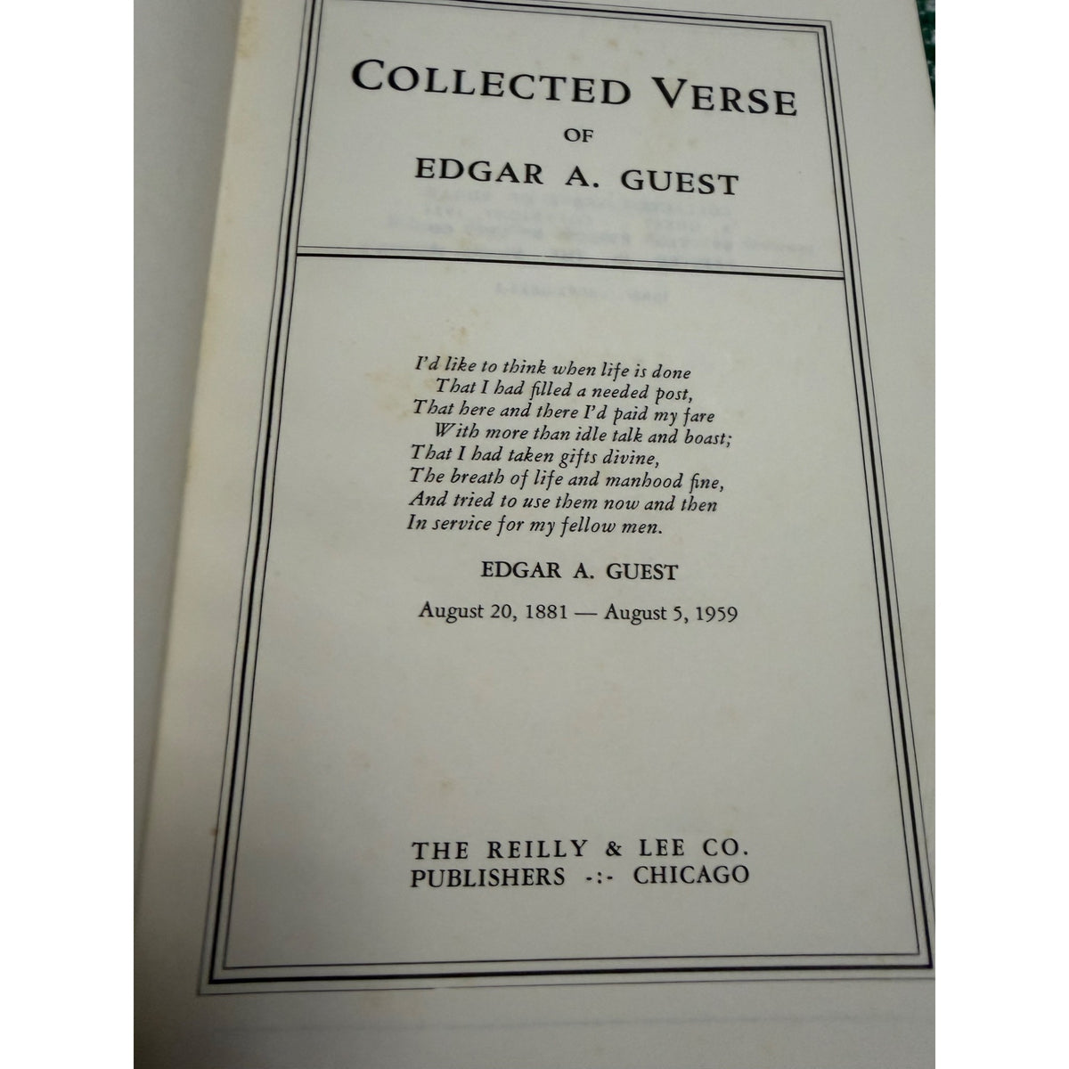 1977 Collected Verse of Edgar A Guest Hardcover Poetry Reilly Lee