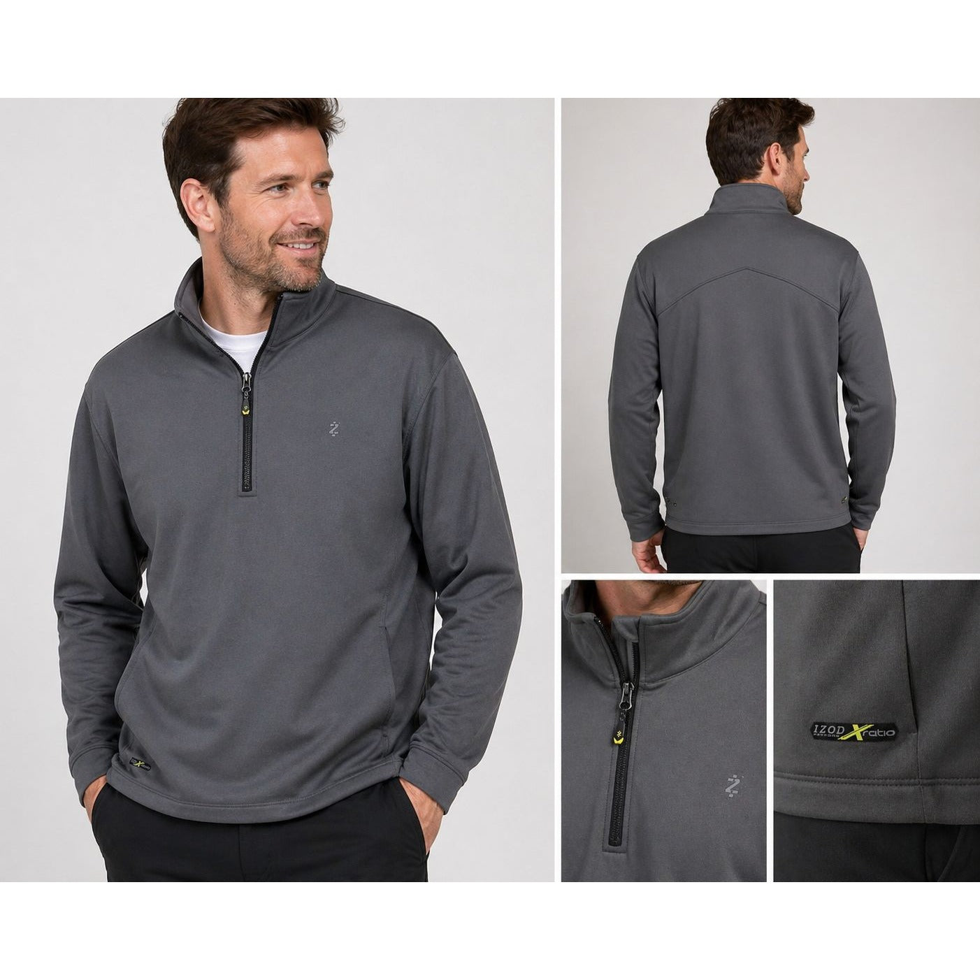 IZOD XFG 1/4 Zip Pullover Mens XL Gray Performance Stretch Jacket Lightweight