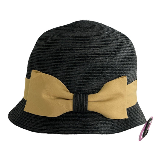Angela & William Black Cloche Hat with Tan Bow – Style #CL1461 – NWT