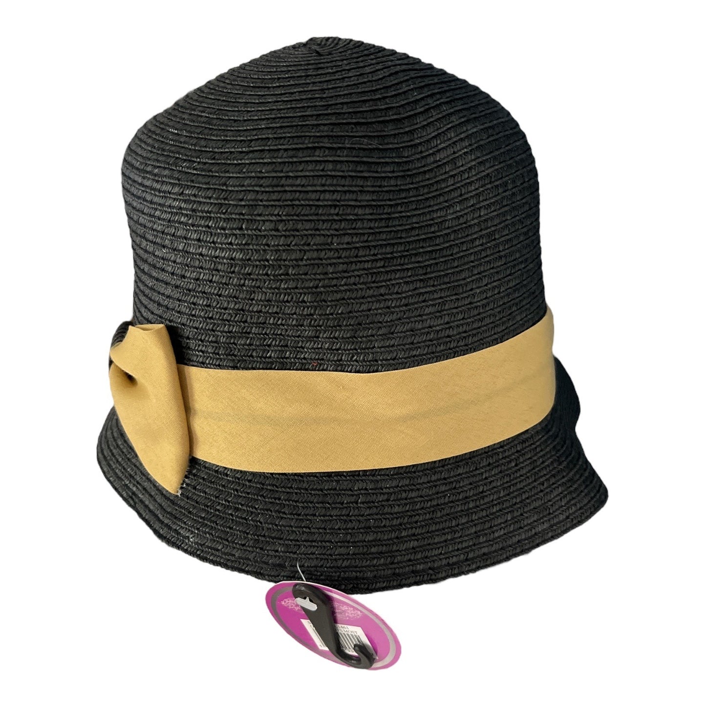 Angela & William Black Cloche Hat with Tan Bow – Style #CL1461 – NWT