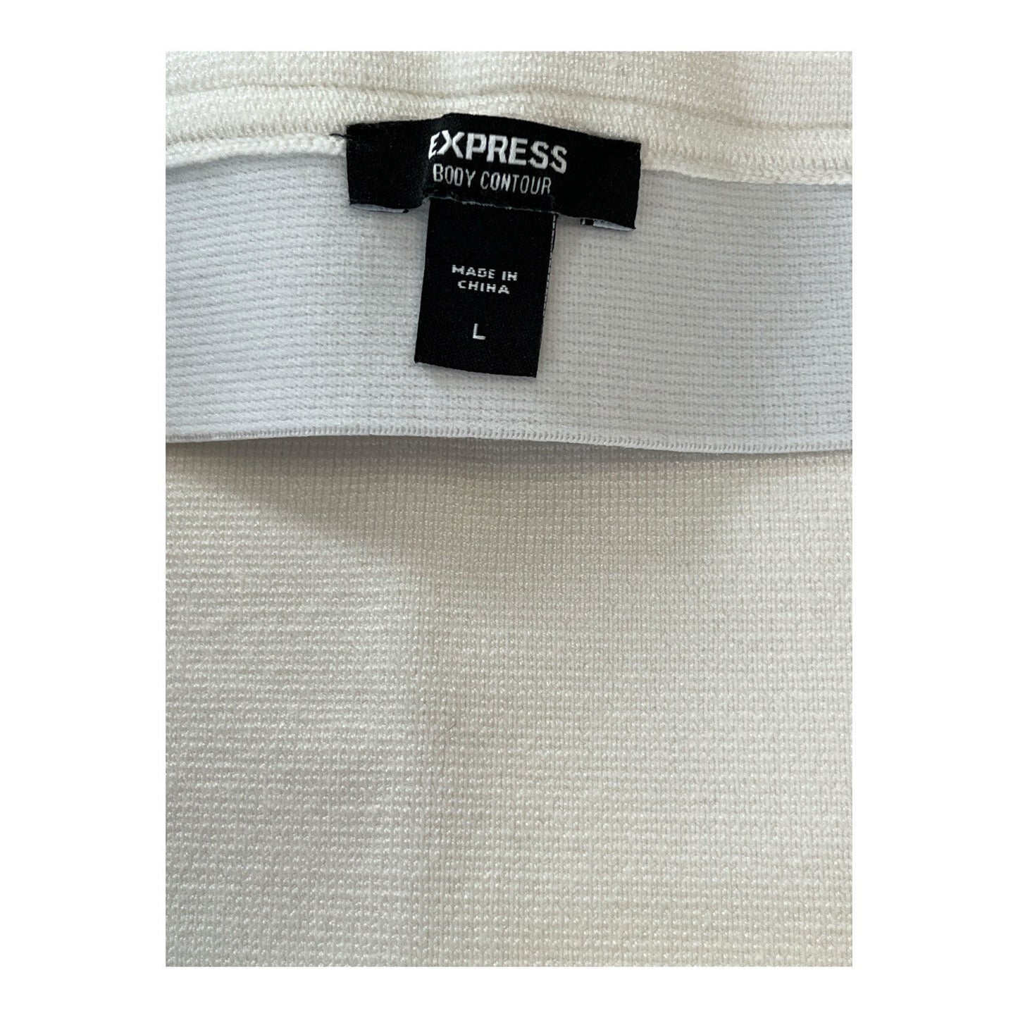 Express Body Contour Off White Stretch Ruffle Hem Skirt Size L
