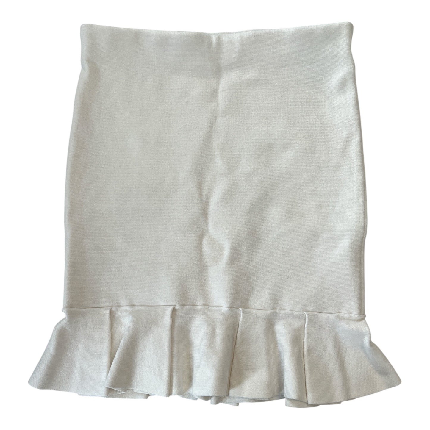 Express Body Contour Off White Stretch Ruffle Hem Skirt Size L