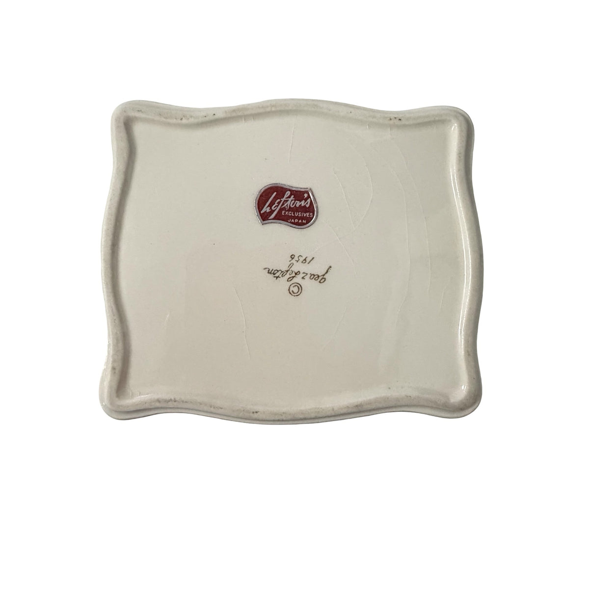 1956 Geo Z Lefton Japan Cream Gold Wheat Porcelain Lidded Trinket Box