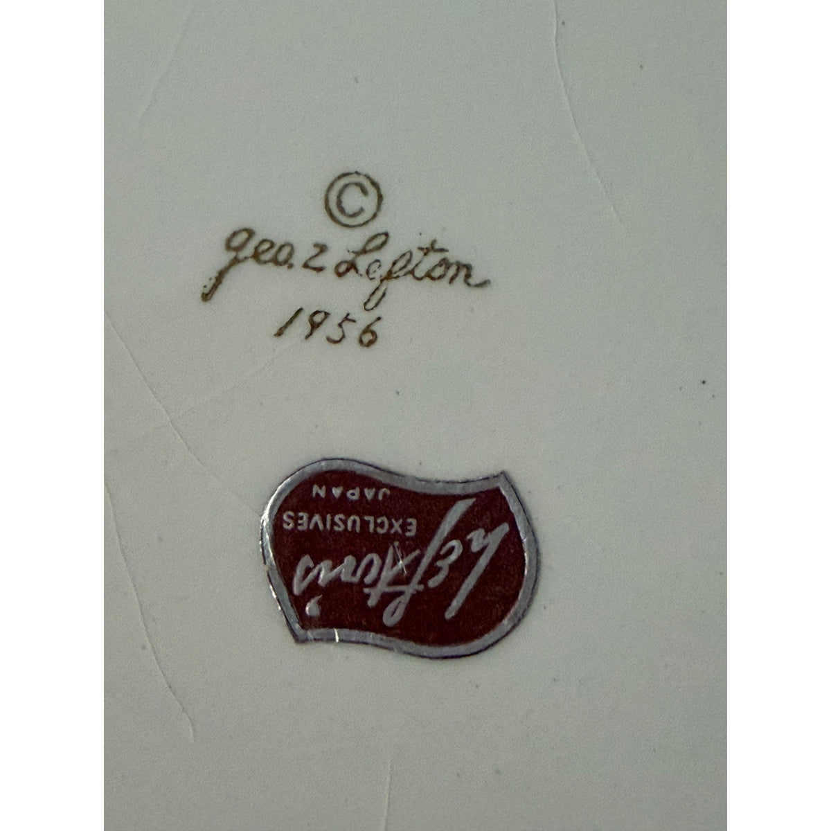 1956 Geo Z Lefton Japan Cream Gold Wheat Porcelain Lidded Trinket Box