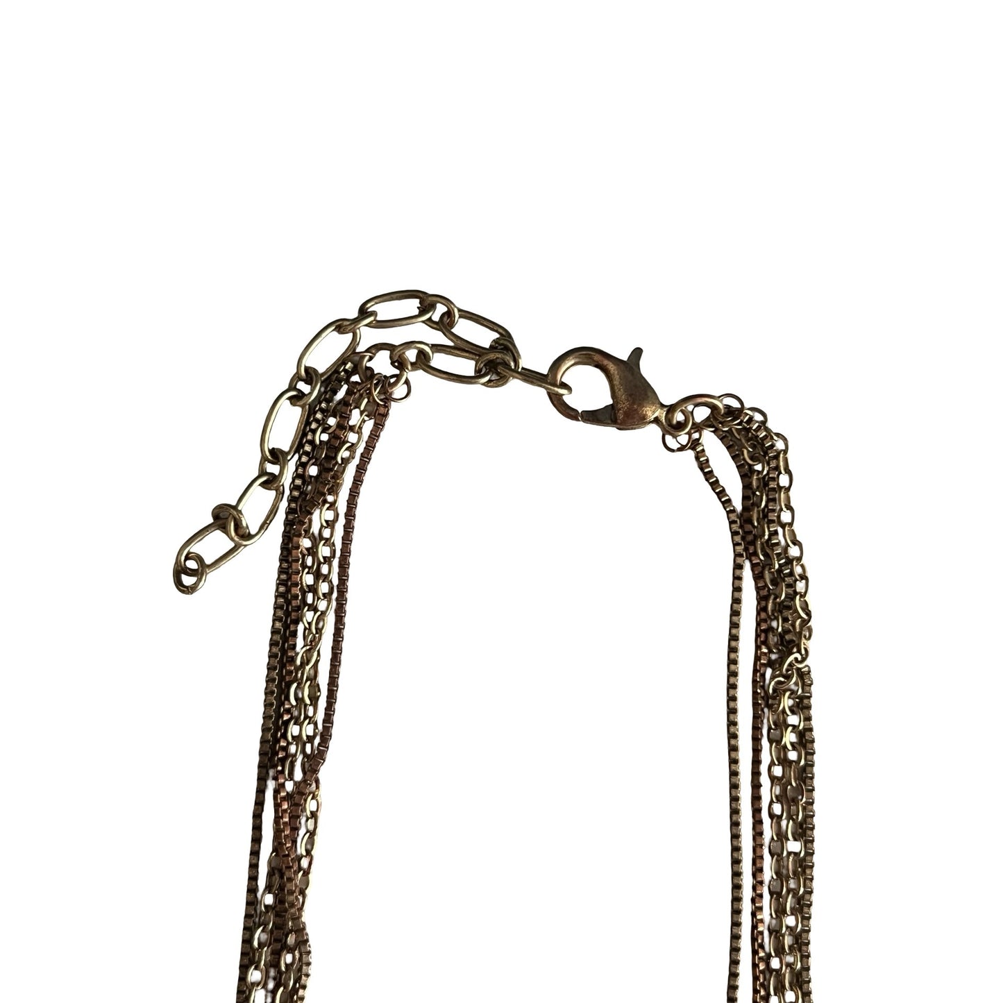 Vintage Multi Strand Necklace Gold Tone Layered Chains Bar Bead 16” Y2K