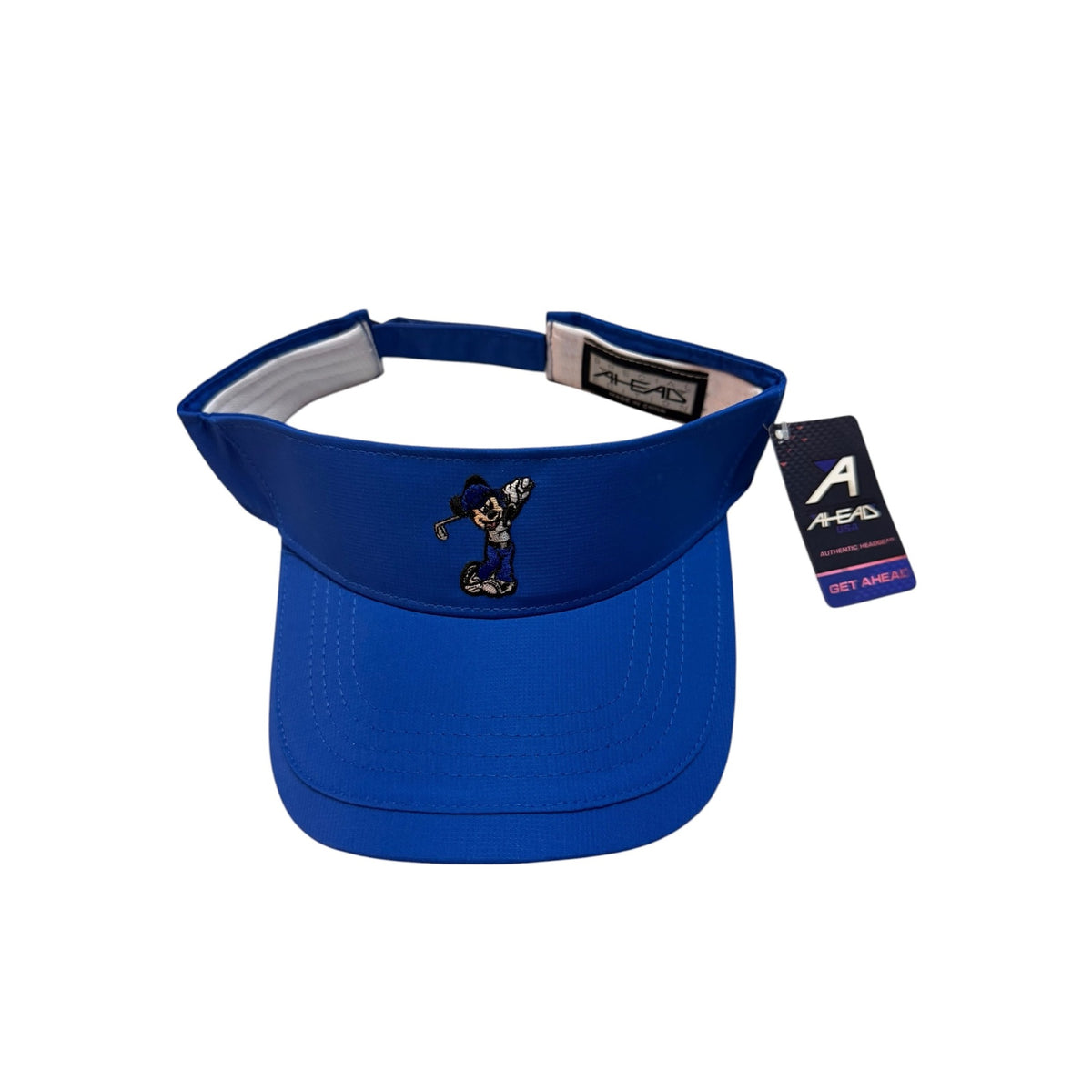 Disney Mickey Mouse Golf Visor Ahead USA Royal Blue Embroidered Adjustable NWT