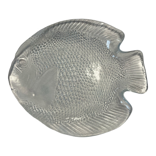 Vintage 1970s 1980s Arcoroc France Glass Fish Plate 10x8 Coastal Nautical Beach Decor