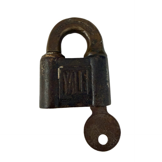 Vintage Yale & Towne Mfg Co Padlock Stamford Conn CT Brass Steel Lock with Original Key