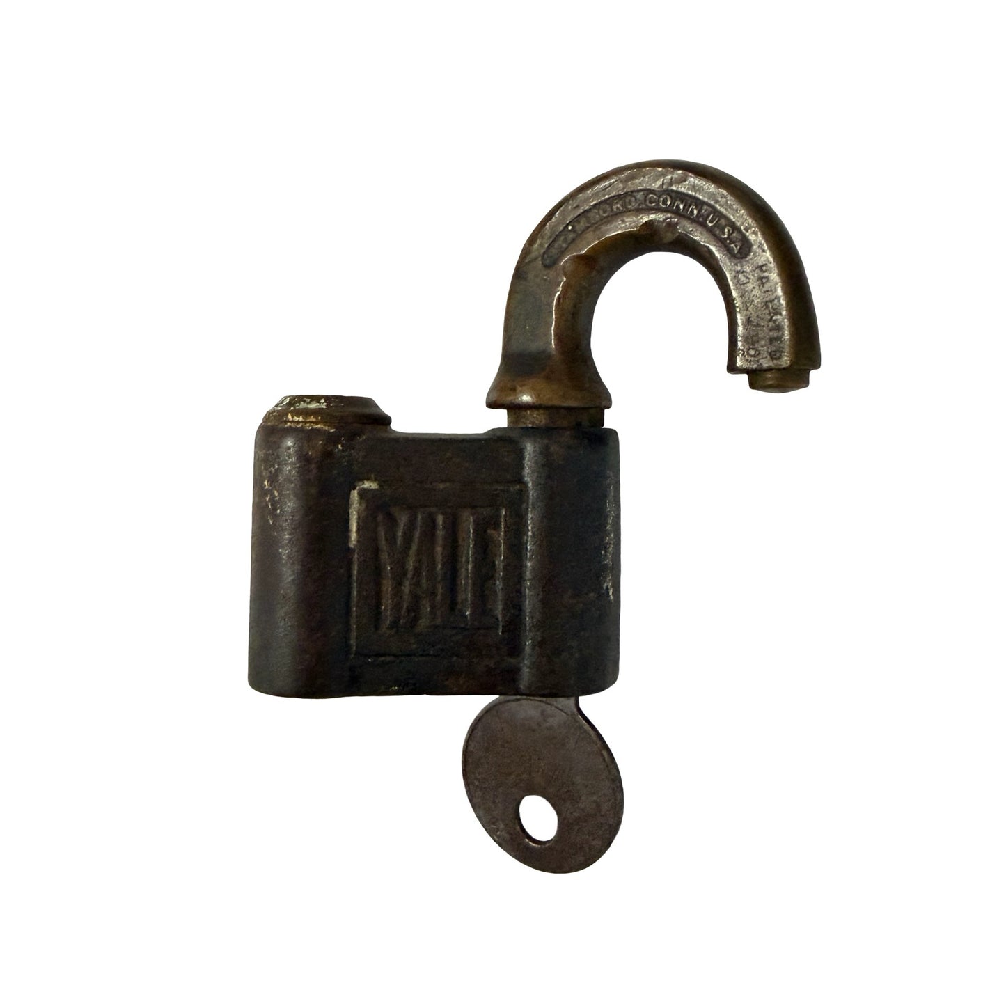 Vintage Yale & Towne Mfg Co Padlock Stamford Conn CT Brass Steel Lock with Original Key