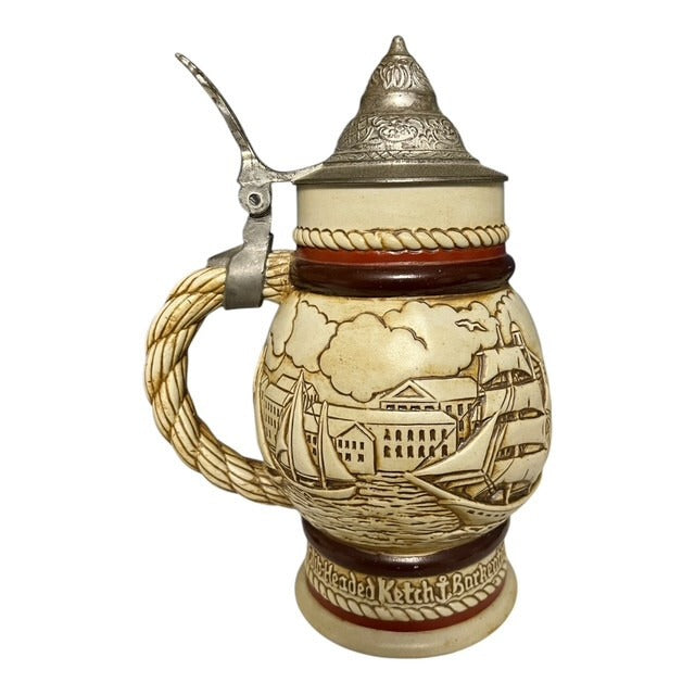 Vintage Avon Collectors Beer Stein with Pewter Lid – Nautical Ship Design