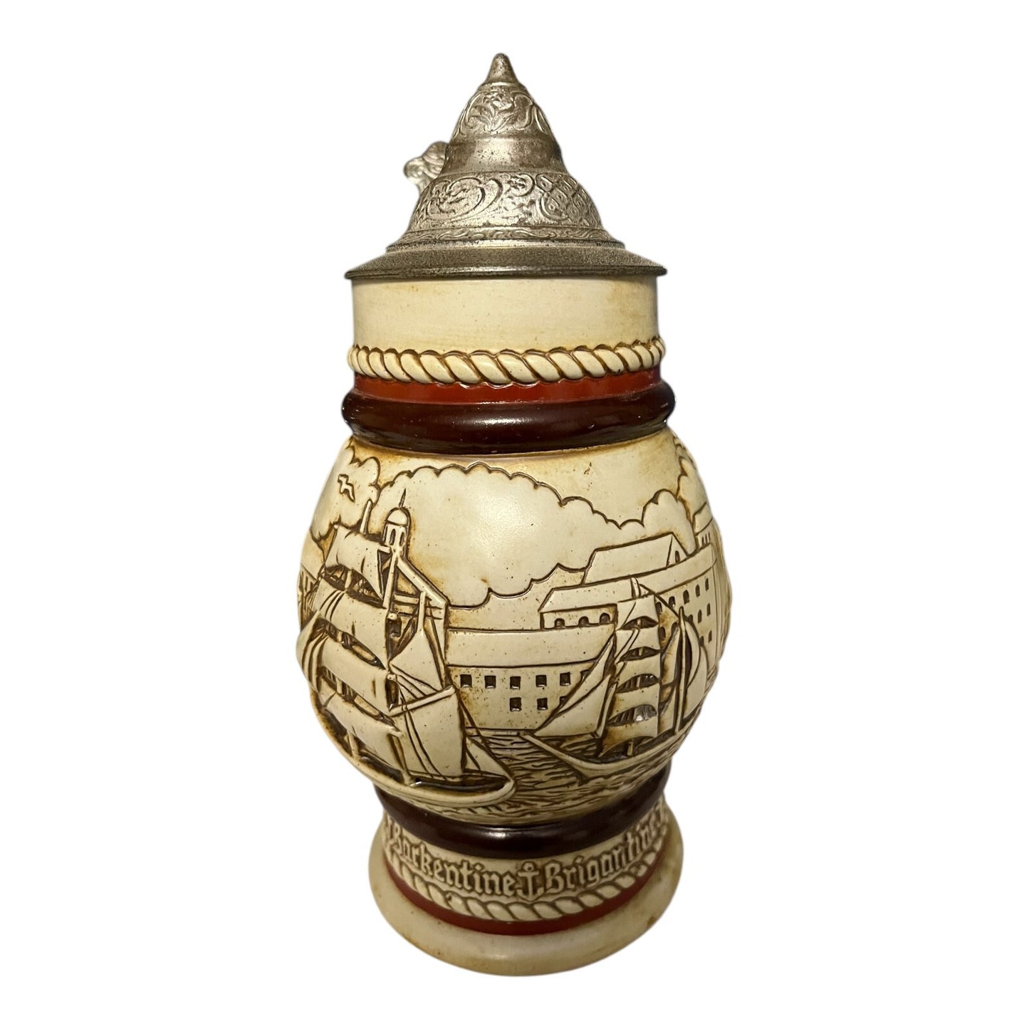 Vintage Avon Collectors Beer Stein with Pewter Lid – Nautical Ship Design