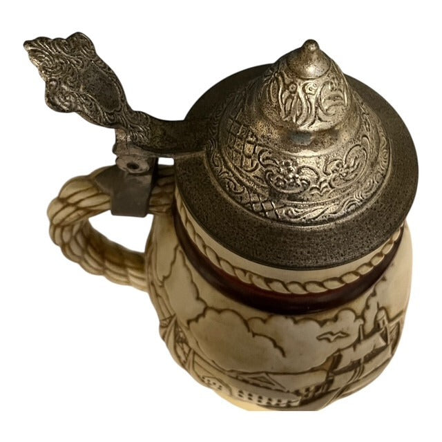 Vintage Avon Collectors Beer Stein with Pewter Lid – Nautical Ship Design