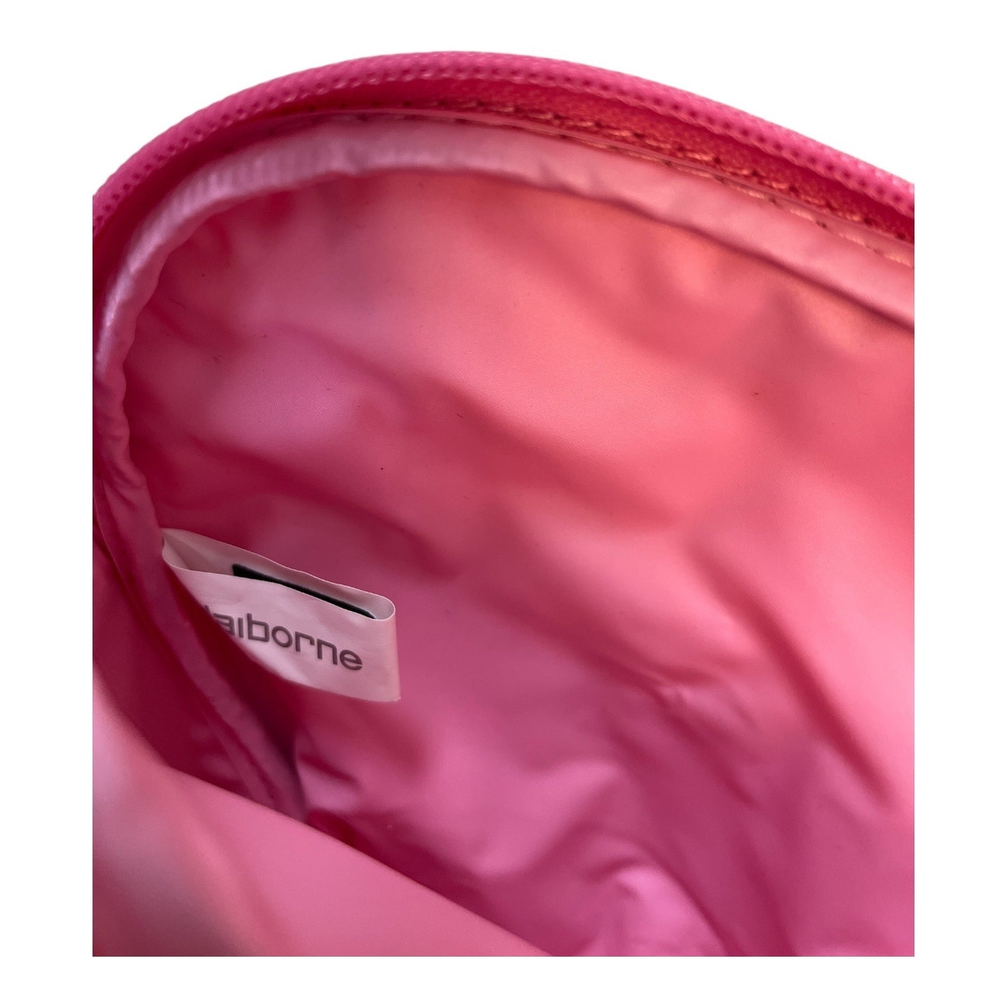 Vintage Liz Claiborne Clear Vinyl Cosmetic Makeup Bag Pink Swirl Wristlet Pouch Y2K