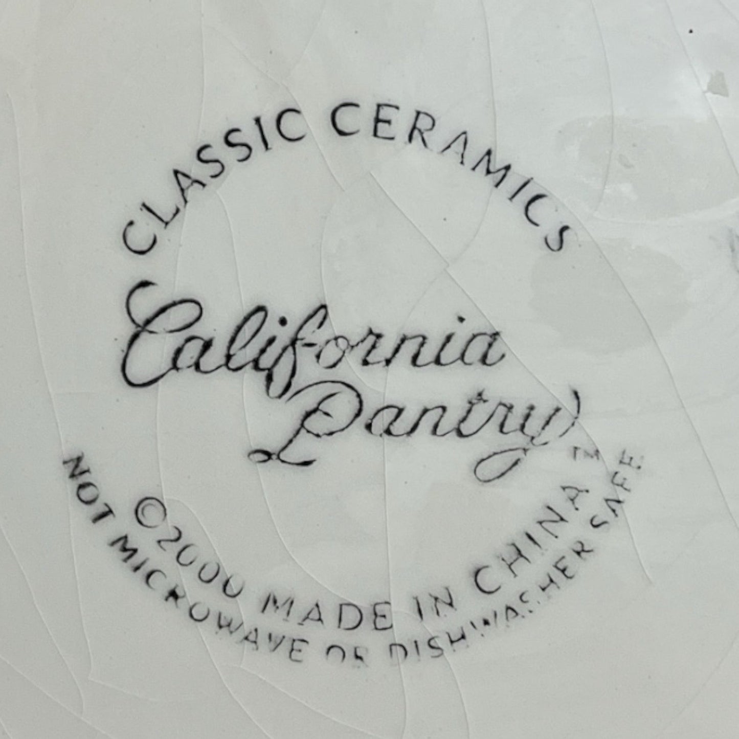 2000 California Pantry Classic Ceramics Plate – Blue Floral & Scroll Shell Design