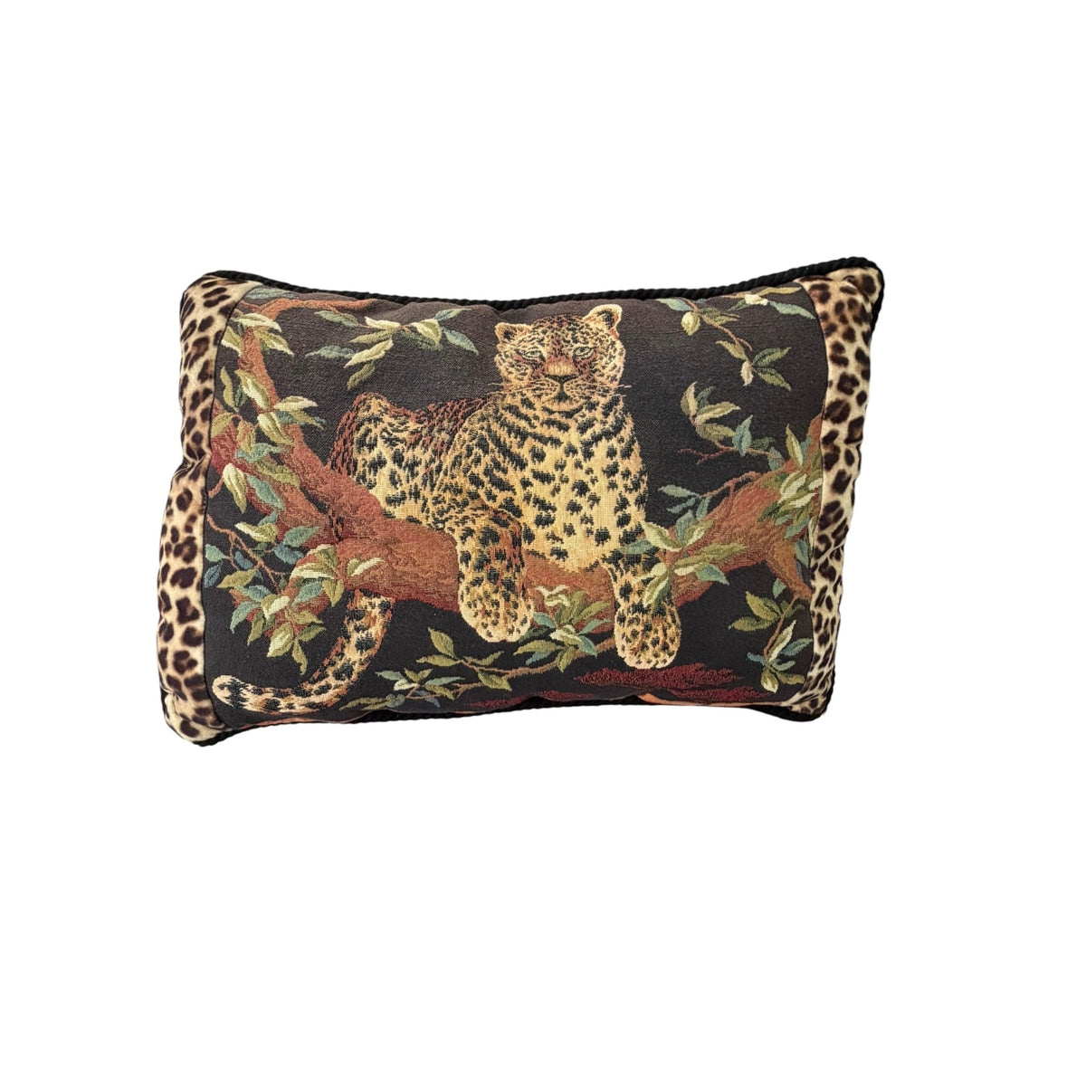 Vintage Ashford Court Leopard Tapestry Pillow Safari Jungle Cat 22x15