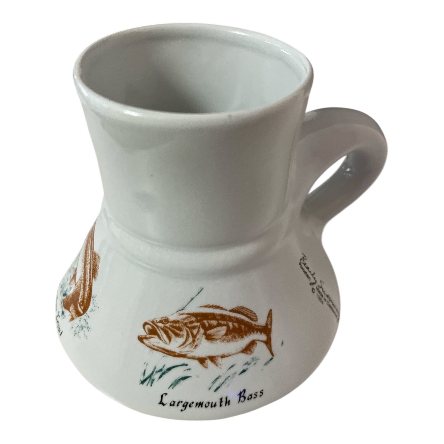 Vintage Bearly Surviving Fishing Mug Largemouth Bass Channel Catfish 1984