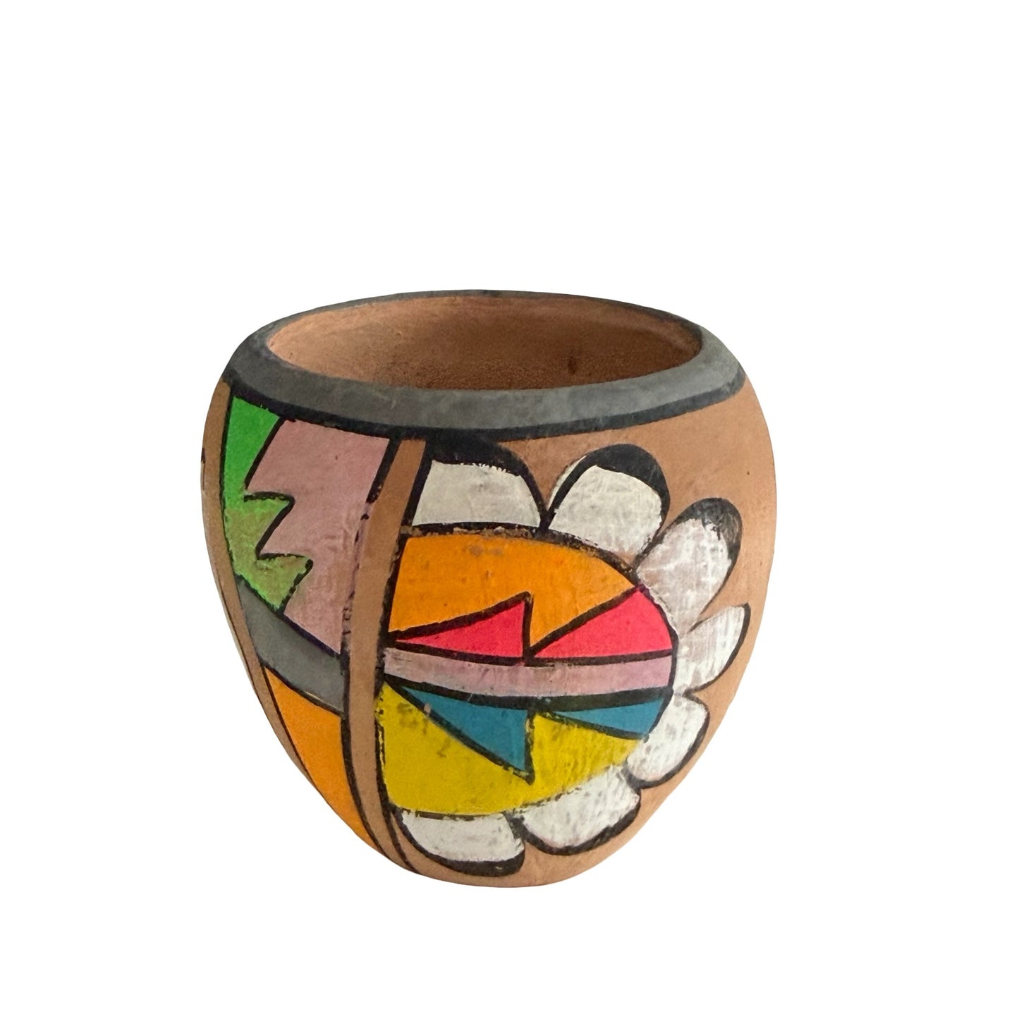 Vintage Jemez Pueblo Pottery Mini Pot Hand Painted Southwestern Native American Art Vase
