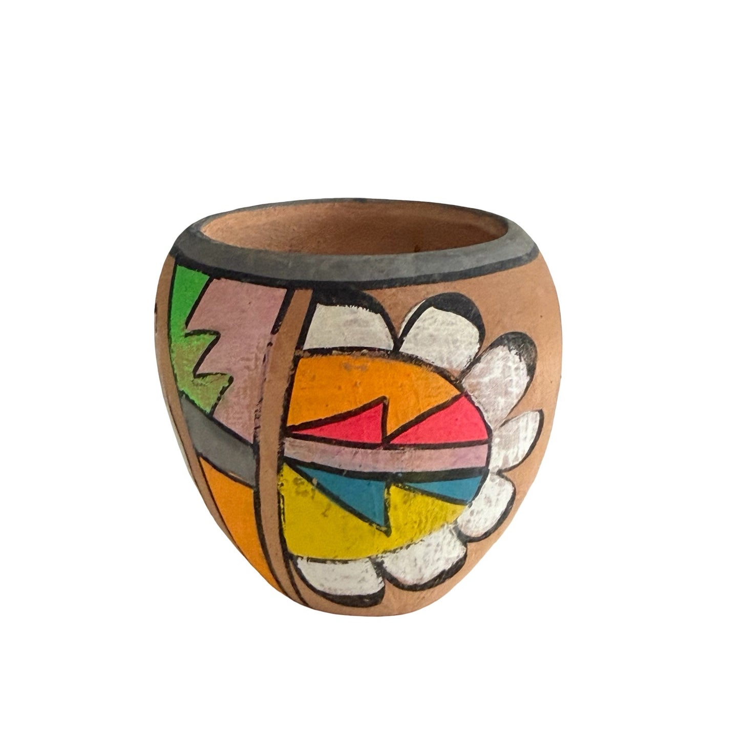 Vintage Jemez Pueblo Pottery Mini Pot Hand Painted Southwestern Native American Art Vase