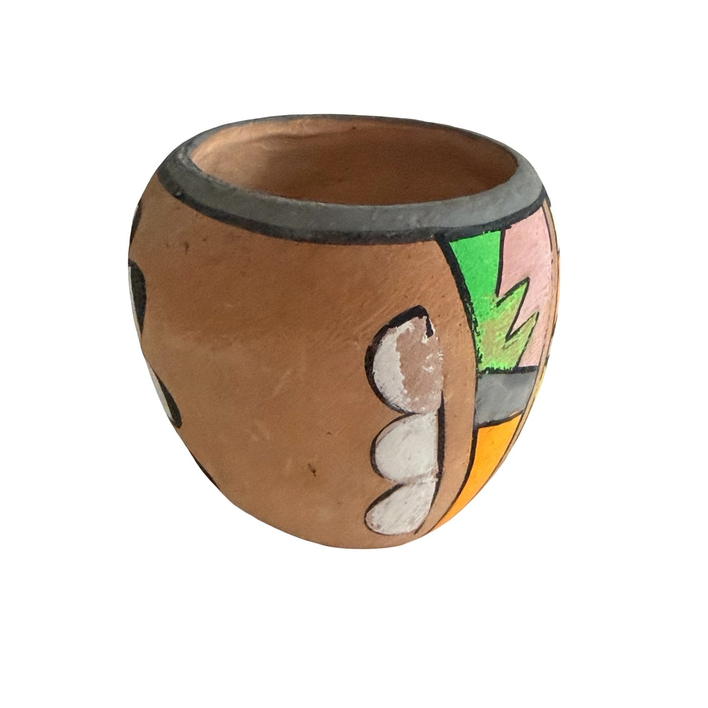 Vintage Jemez Pueblo Pottery Mini Pot Hand Painted Southwestern Native American Art Vase