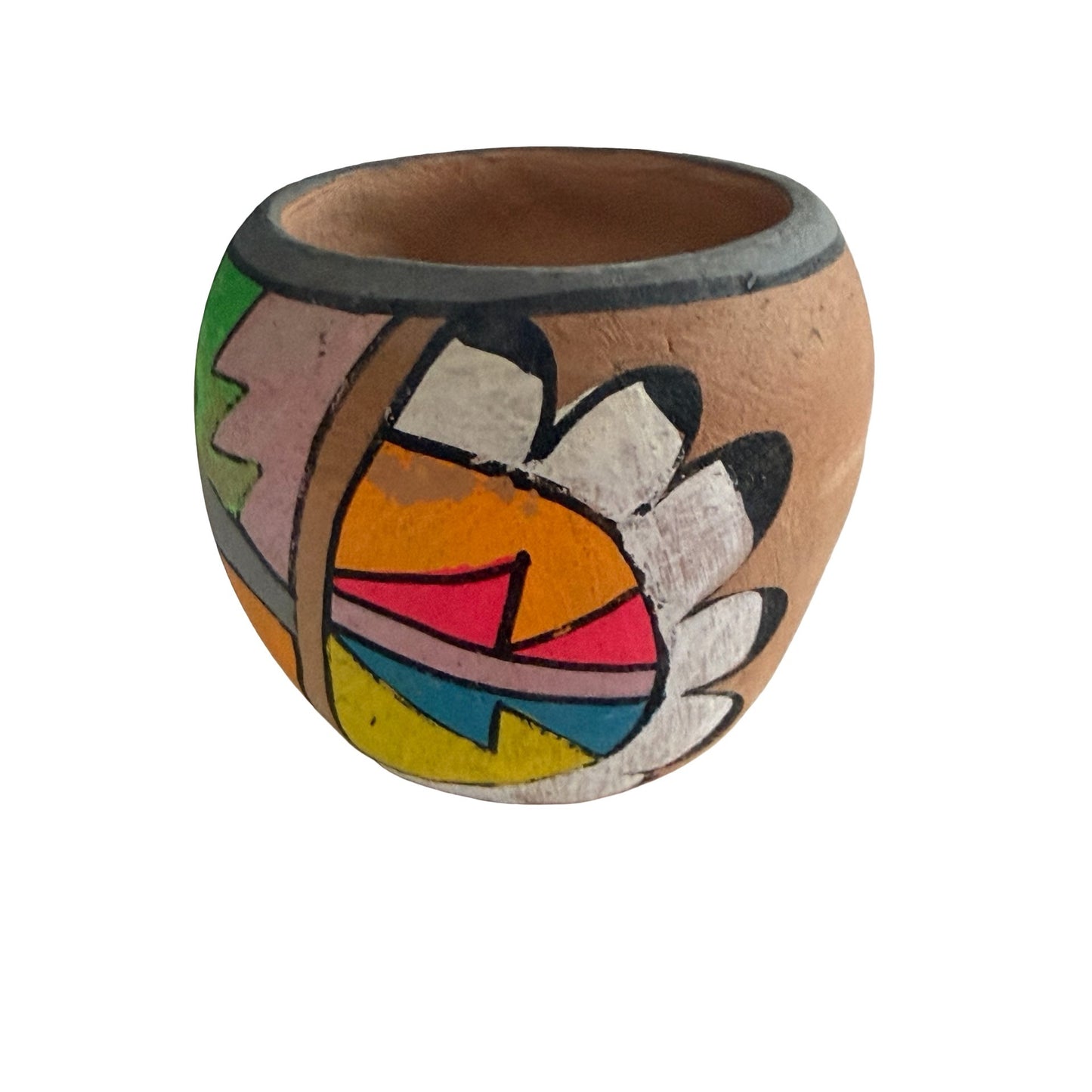 Vintage Jemez Pueblo Pottery Mini Pot Hand Painted Southwestern Native American Art Vase
