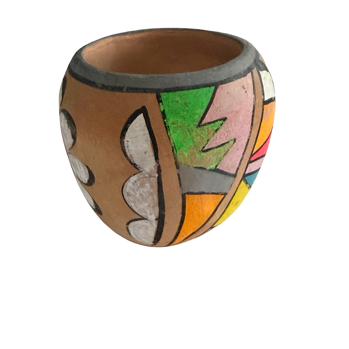 Vintage Jemez Pueblo Pottery Mini Pot Hand Painted Southwestern Native American Art Vase
