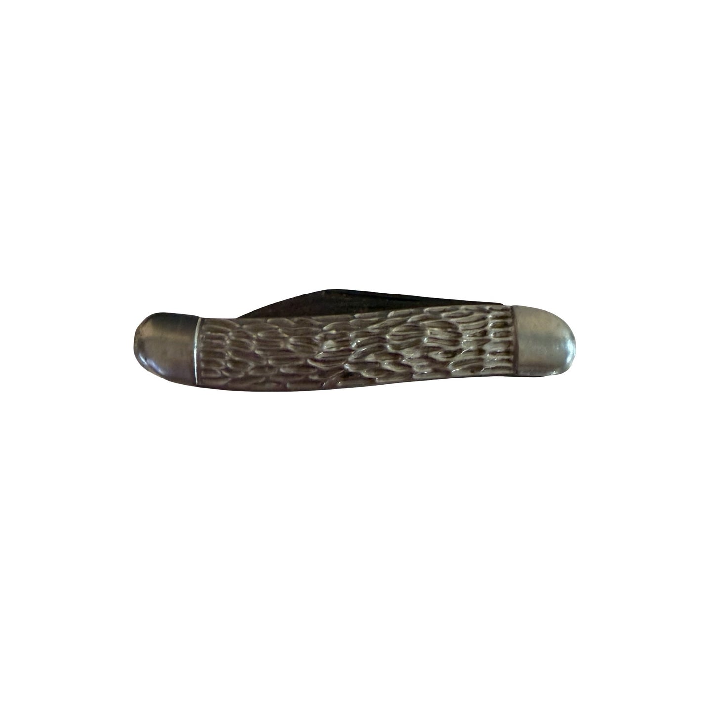 Vintage Hammer Brand USA Folding Pocket Knife Brown Jigged Handle Single Blade