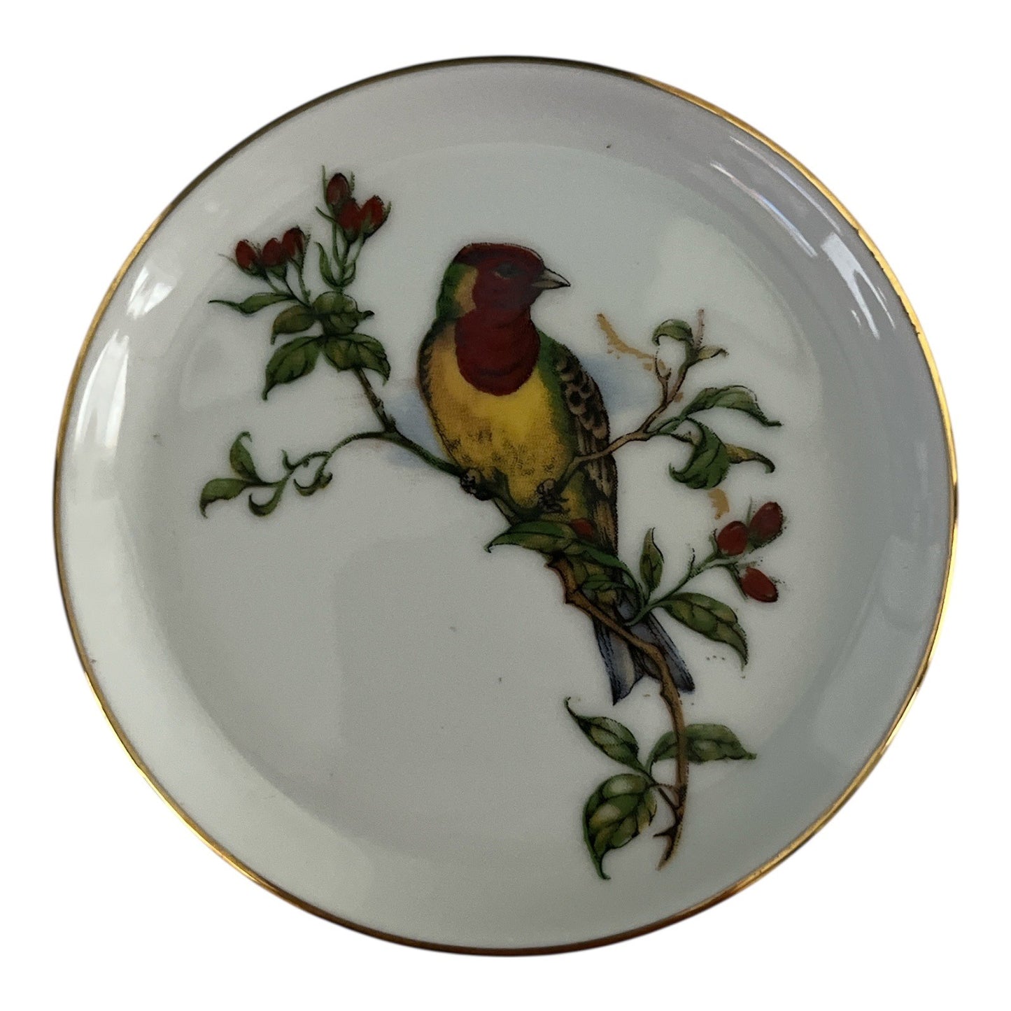 Vintage Fürstenberg Germany Bird Trinket Dishes Gold Rim Porcelain Set of 2