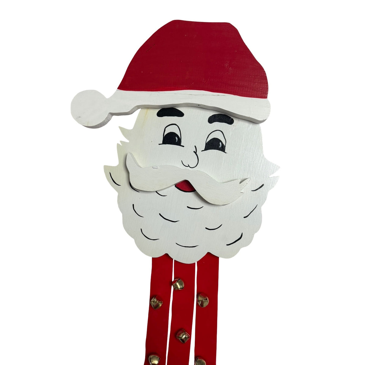 Handmade Hand Painted Wooden Santa Claus Christmas Wall Hanging Jingle Bells 24 Inch