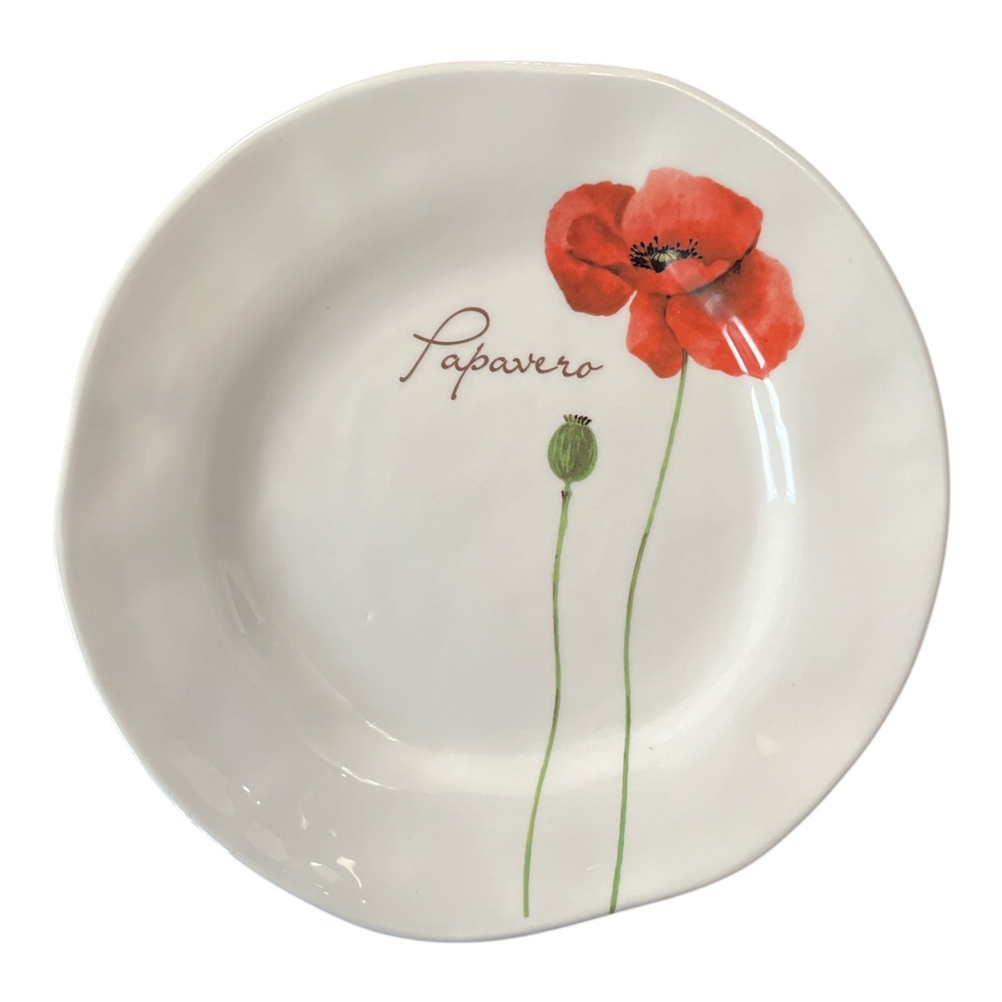Opificio Etico Papavero Poppy Plate – 9” Ceramic – Made in Italy – Red Floral Design