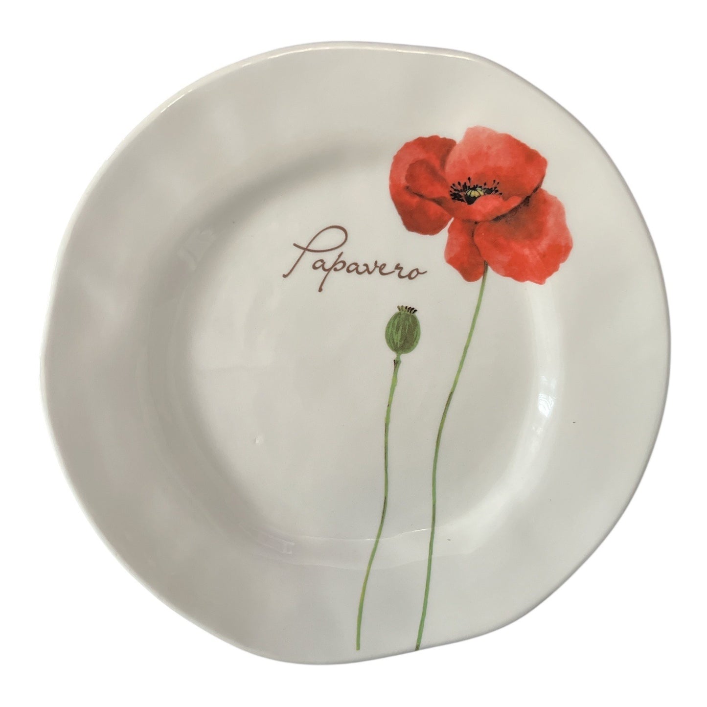 Opificio Etico Papavero Poppy Plate – 9” Ceramic – Made in Italy – Red Floral Design