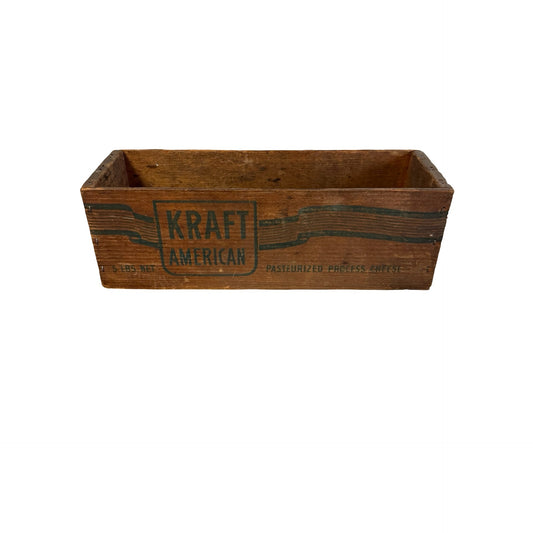 Vintage Kraft American Cheese Wooden Crate Box 5 Lb Advertising Farmhouse Storage