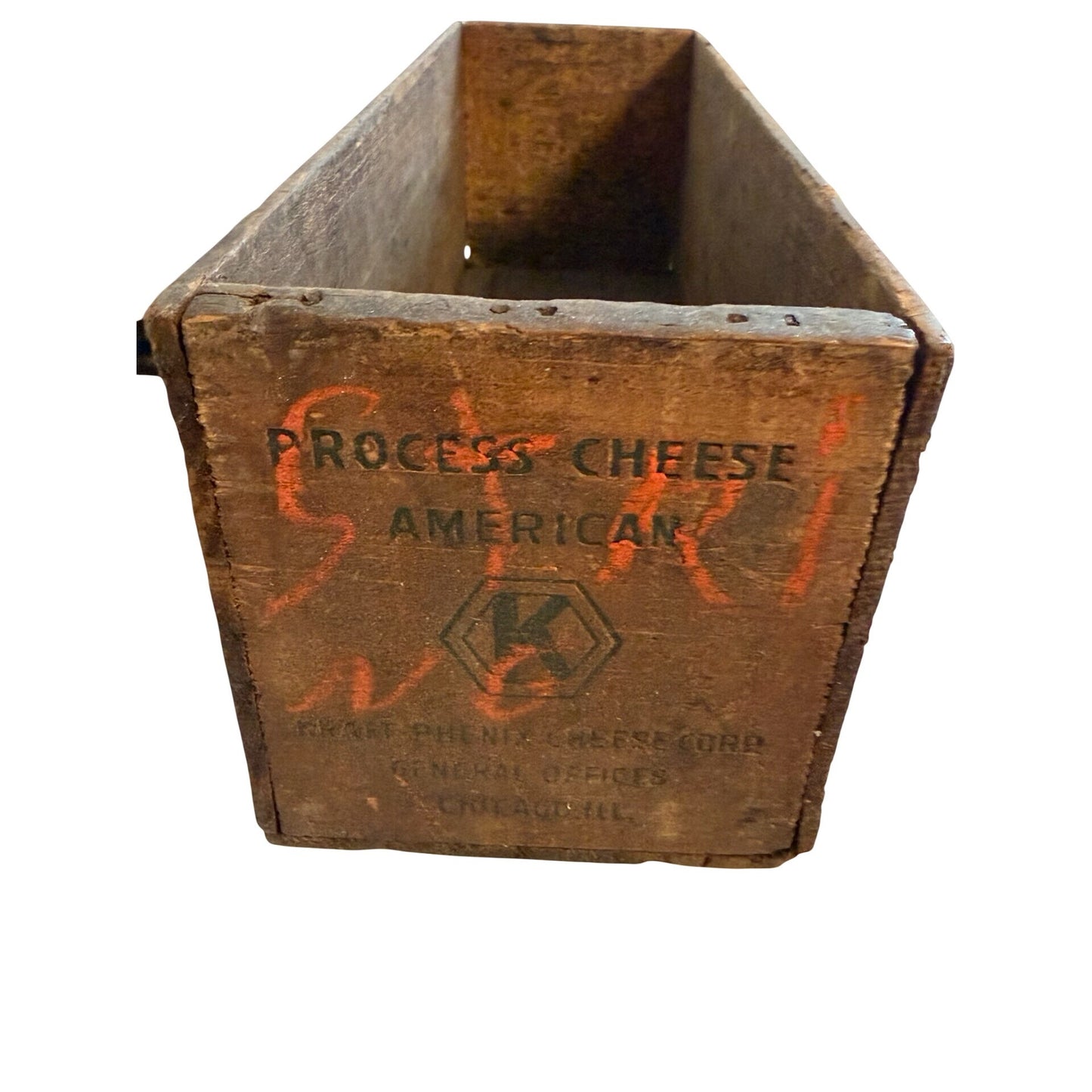 Vintage Kraft American Cheese Wooden Crate Box 5 Lb Advertising Farmhouse Storage