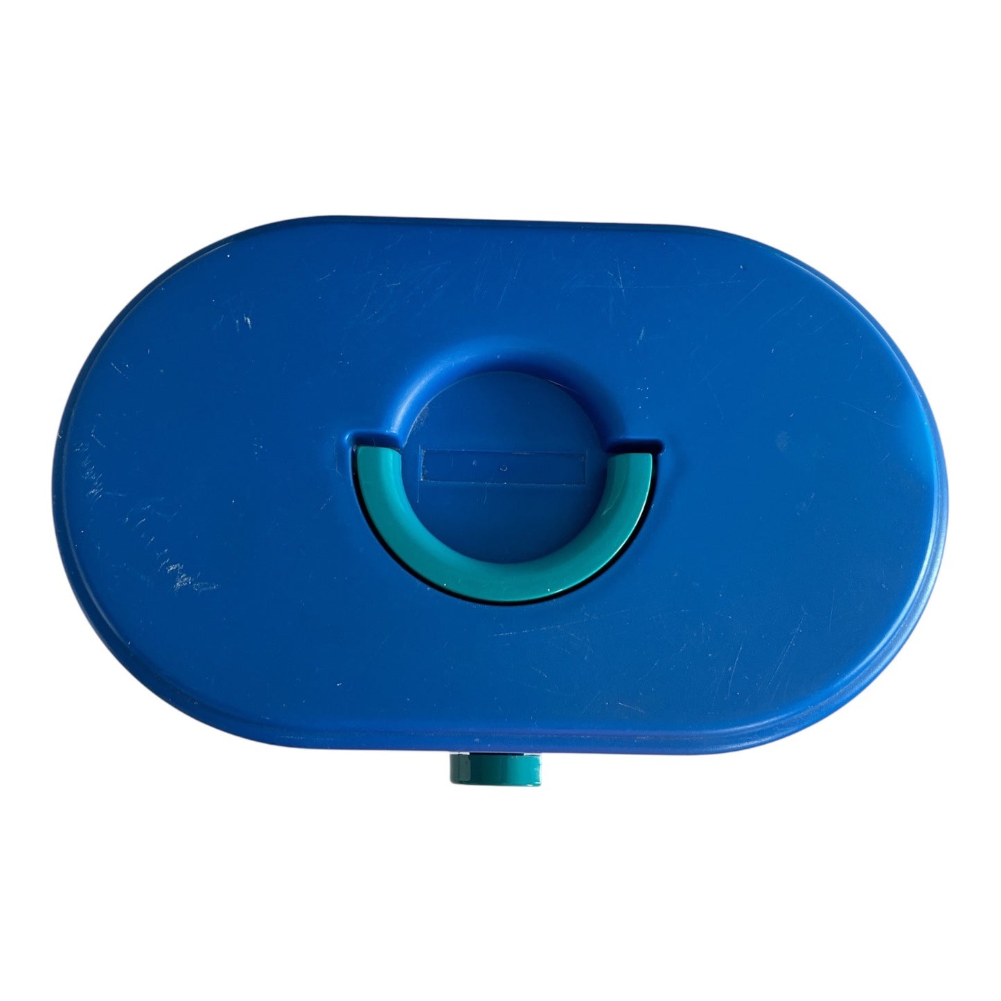 Vintage Caboodles Oval Makeup Case – Blue with Teal Handle & Mirror
