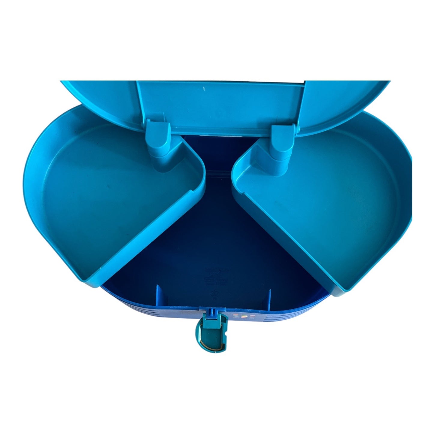 Vintage Caboodles Oval Makeup Case – Blue with Teal Handle & Mirror