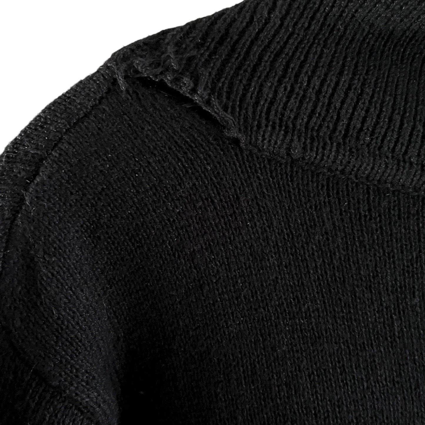 VTG Basic Editions Christmas Sweater XL – Black Holly Embroidery – Shoulder Seam Repair