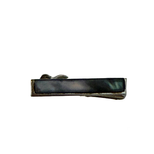 Swank Tie Clip Vintage Silver Tone Iridescent Abalone Style Tie Bar