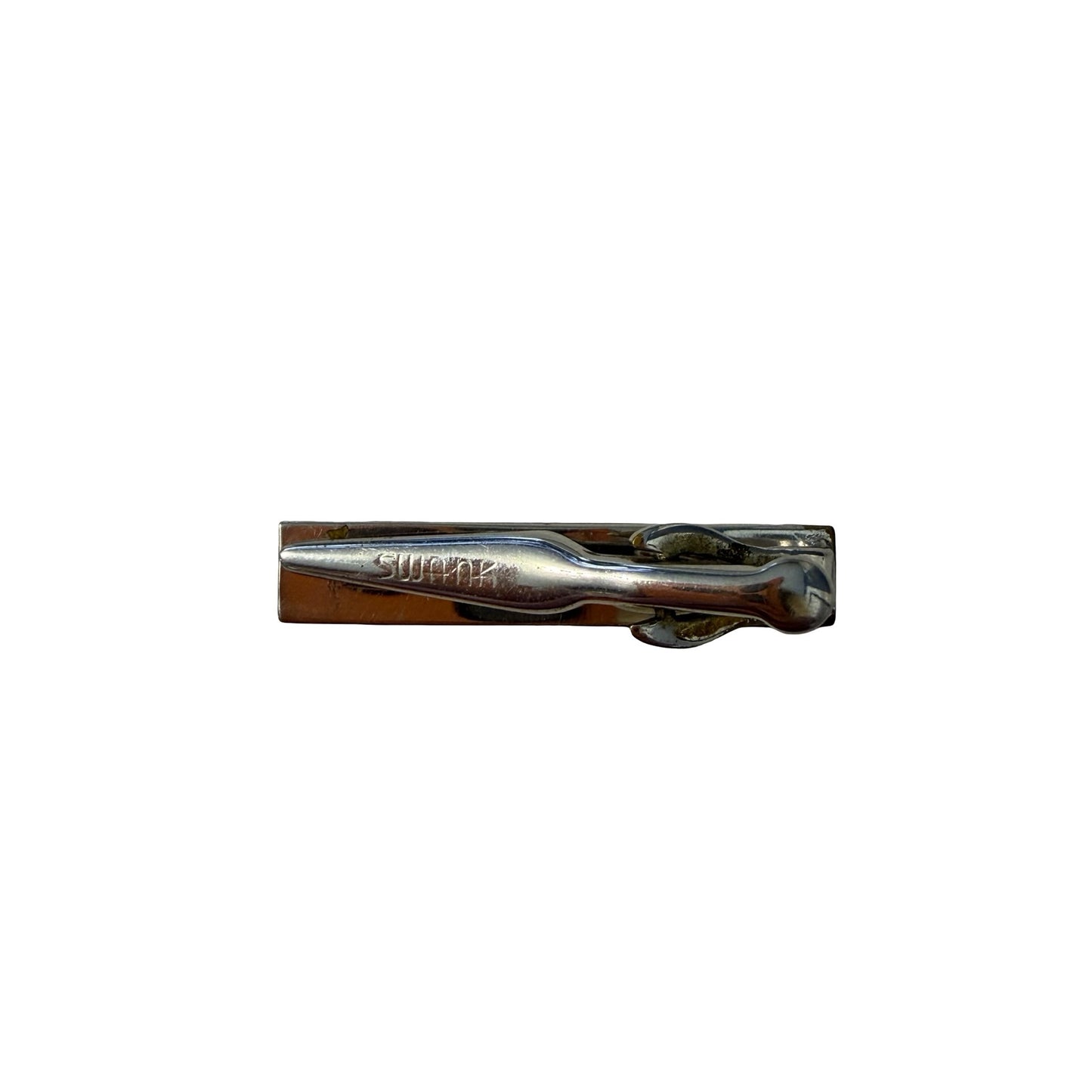 Swank Tie Clip Vintage Silver Tone Iridescent Abalone Style Tie Bar