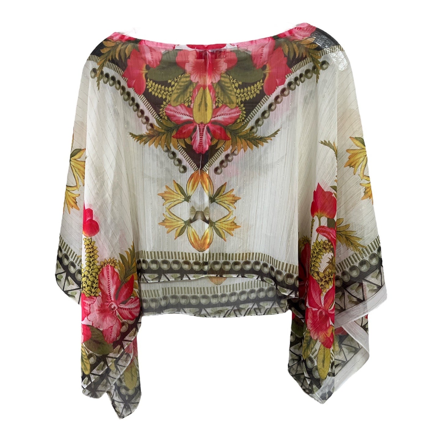 Live and Let Live Sheer Floral Poncho Top Women’s 1X