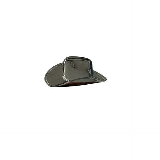 Vintage Silver Tone Cowboy Hat Button Cover Western Rodeo Shirt Accessory 2"
