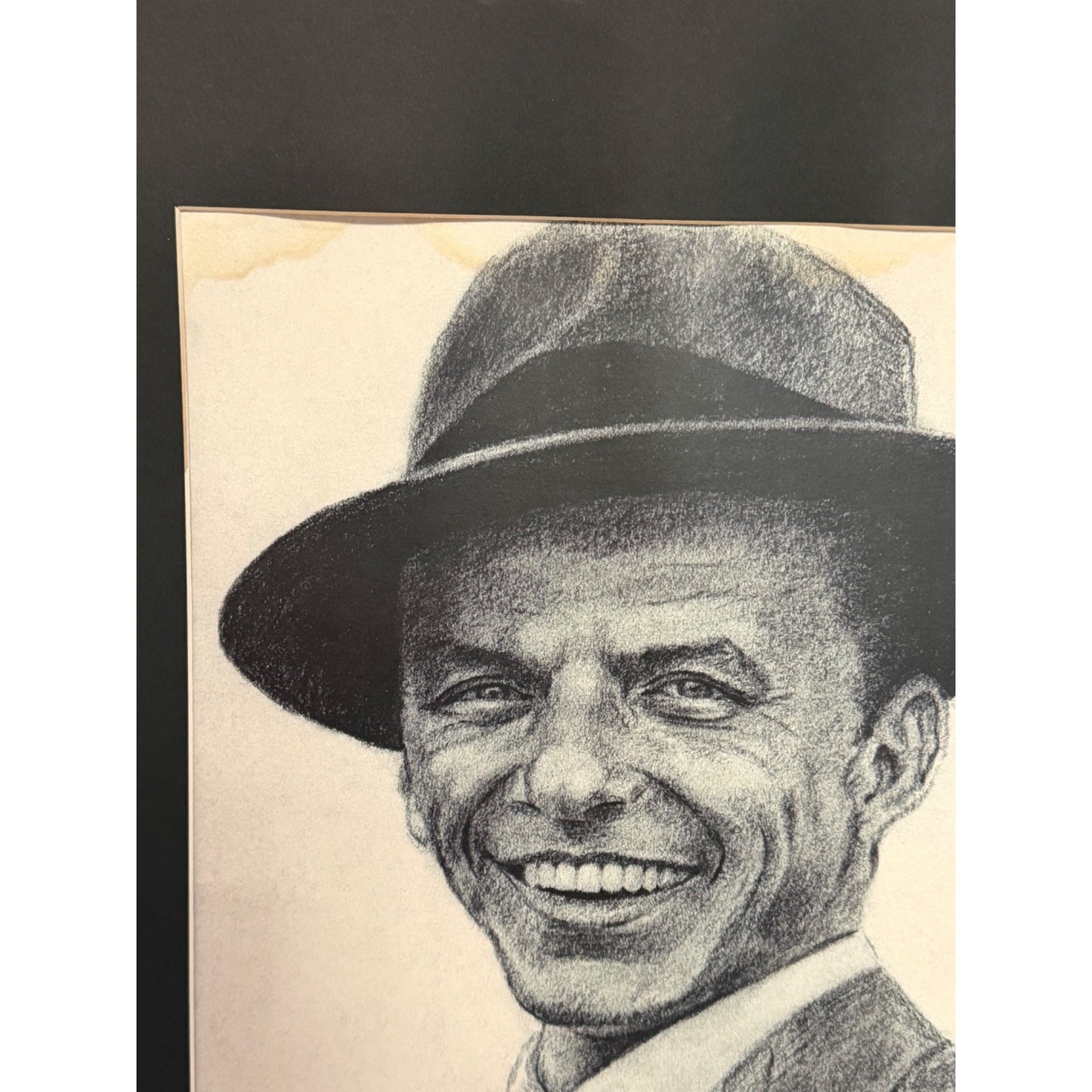 Frank Sinatra Pencil Style Portrait Print Signed in Print 2007 Matted 16x20