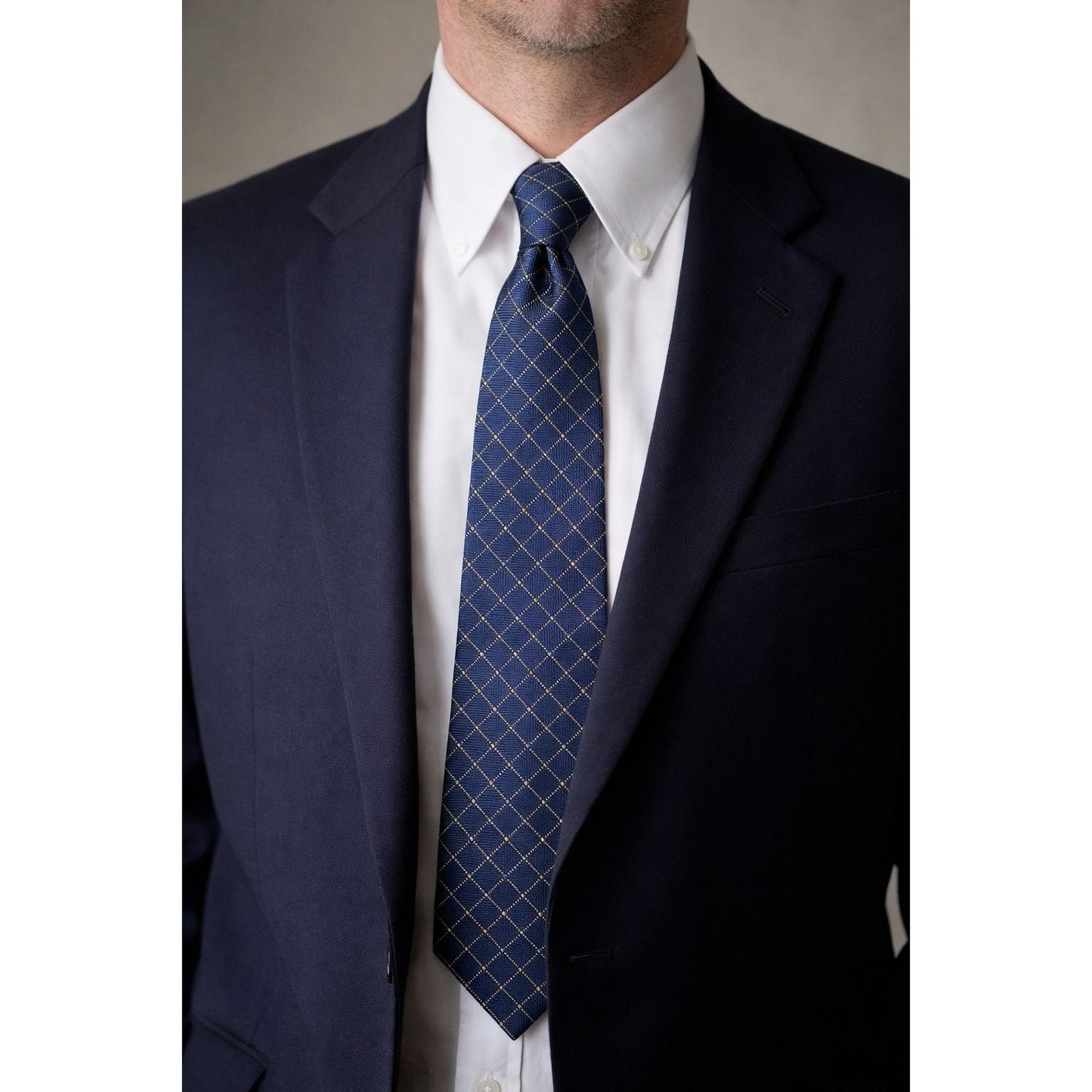 Vintage Hathaway Men’s Tie Blue Geometric Pattern Made in USA