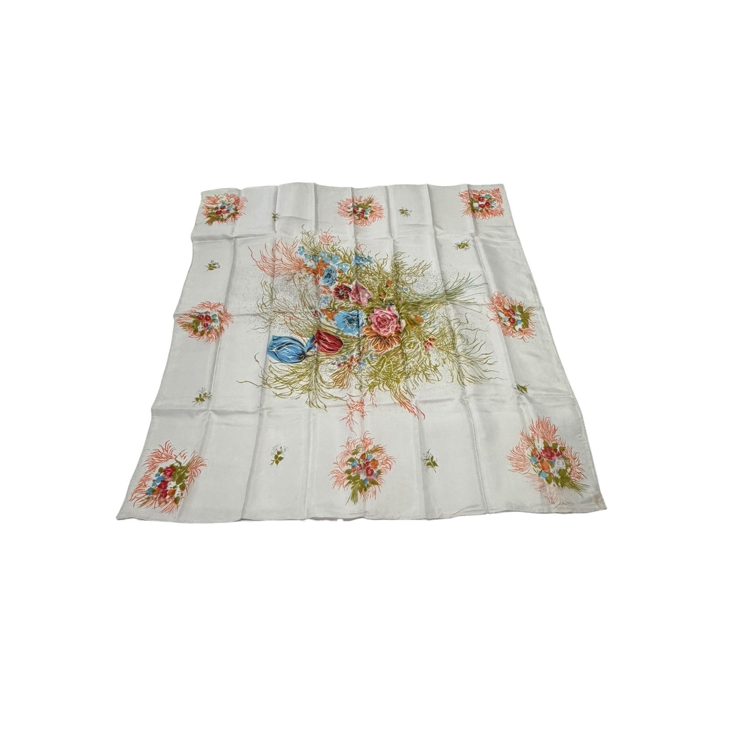 Vintage Hadson Floral Silk Blend Scarf Japan Water Repellent Mid Century