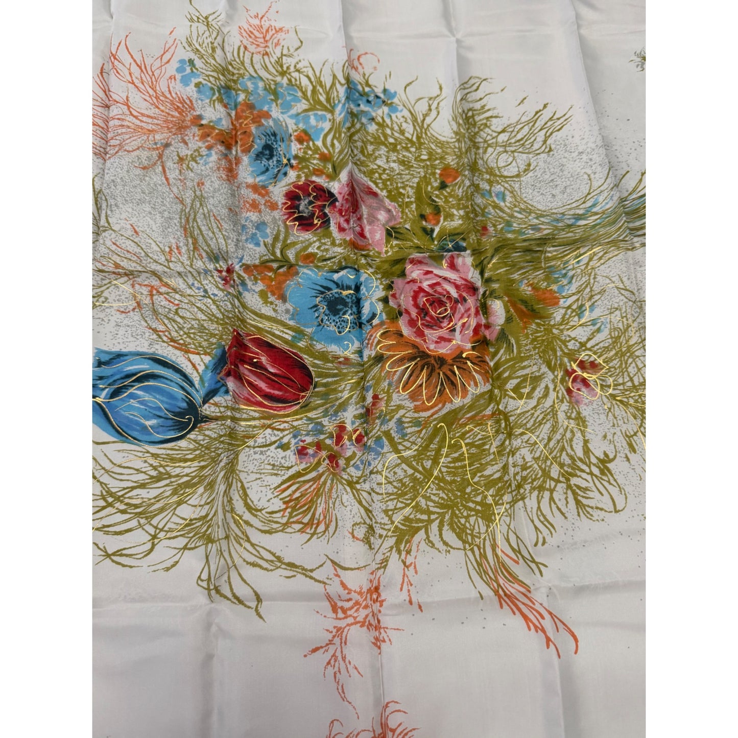Vintage Hadson Floral Silk Blend Scarf Japan Water Repellent Mid Century