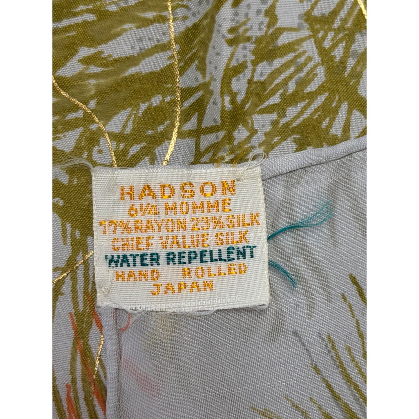 Vintage Hadson Floral Silk Blend Scarf Japan Water Repellent Mid Century