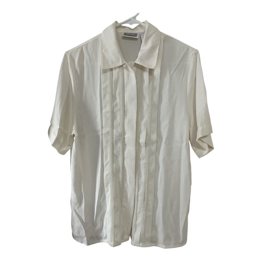 Vintage 1980s Christie & Jill Women’s Size 4 Ivory Short Sleeve Blouse – Made in Korea