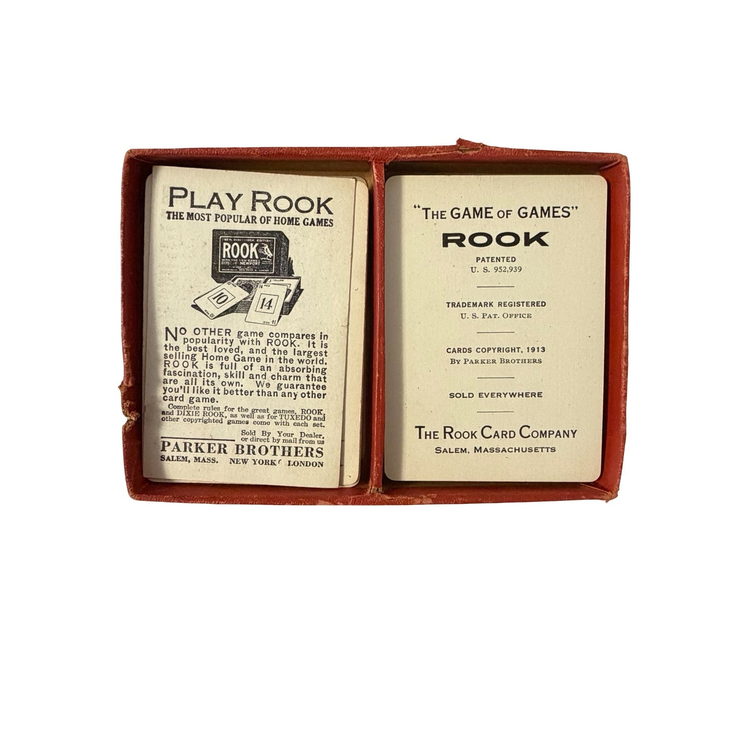 1913 Rook Card Game Dixie Rook Edition Parker Brothers Complete Deck With Rules Box