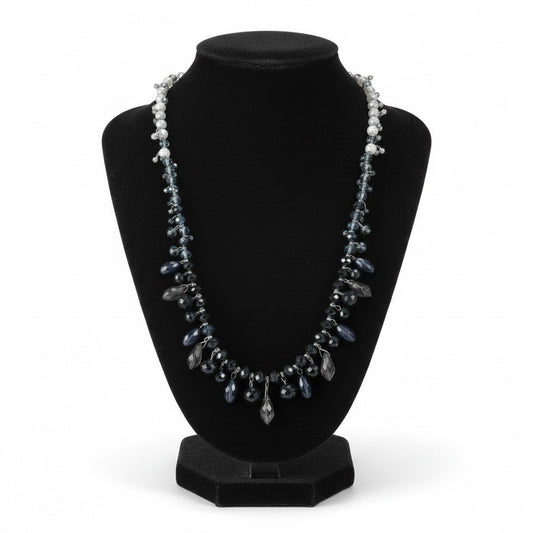 Simply Vera by Vera Wang Vintage Black Crystal Beaded Necklace with Dangles 18”